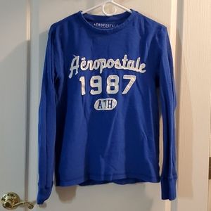 Aeropostle Long Sleeve Blue Mens Crewneck T-Shirt